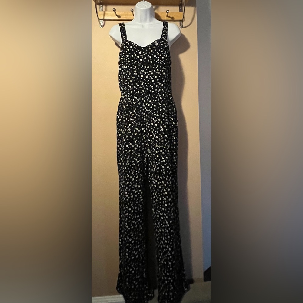 Market & Spruce Black Floral Wide-Leg Jumpsuit